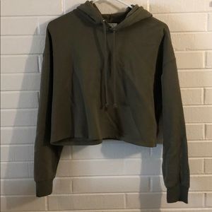 Olive green cropped hoodie